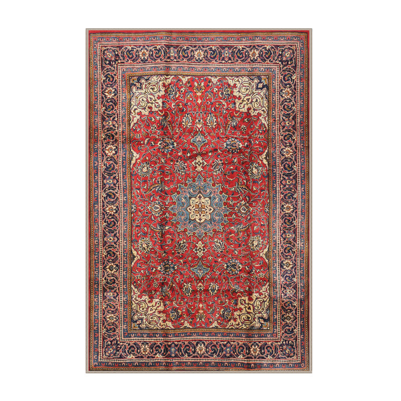 Tapis traditionnel rouge / brun Gadre, Rectangle 3 pi x 5 pi