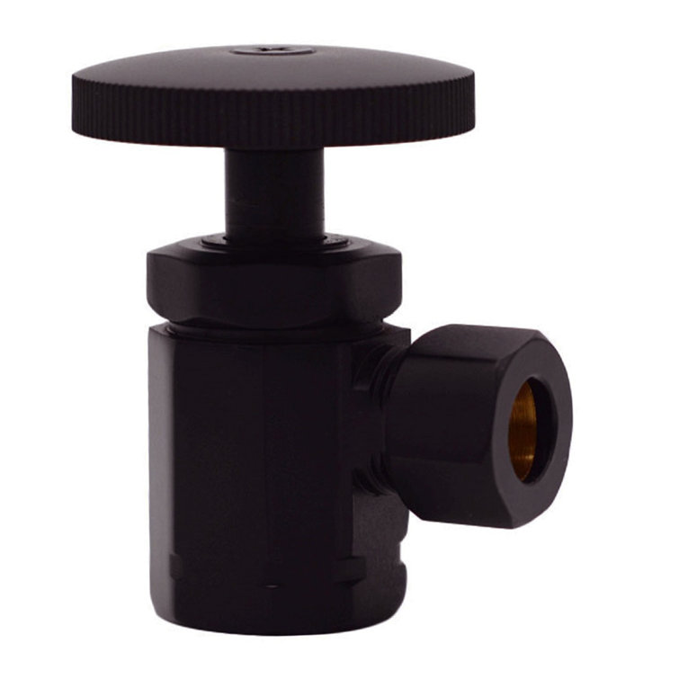 Round Handle Angle Stop Shut Off Valve, 1/2" IPS Inlet with 3/8" Compression Outlet