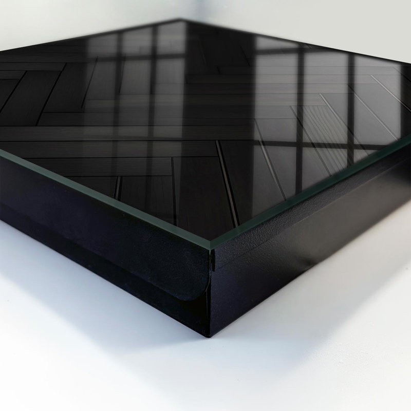 Key box for wall, Opens to the left, 30x30x5, Black, Dark herringbone pattern on wood, 