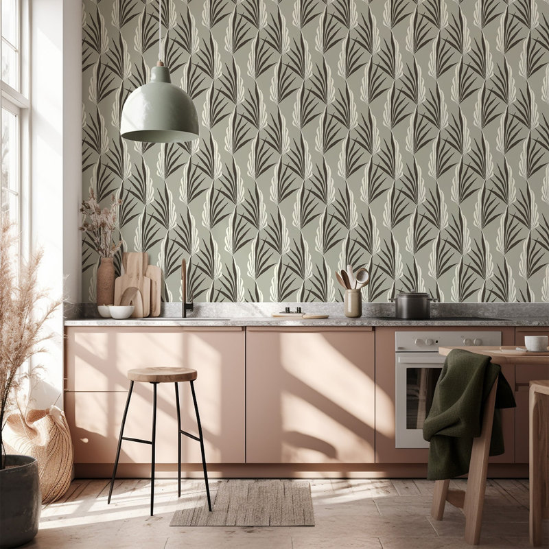 Papier peint palmier Areca - gris chaud