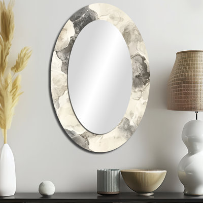 Grey Gray Circles Scenery I - Miroir mural moderne ovale