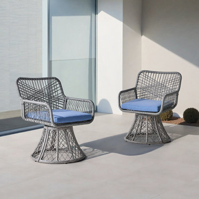 Wicker Swivel Chair 2pcs Set