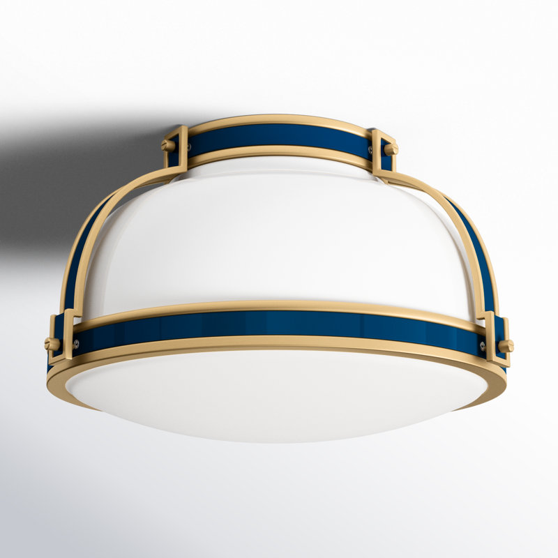 Calathea Flush Mount, White/Blue