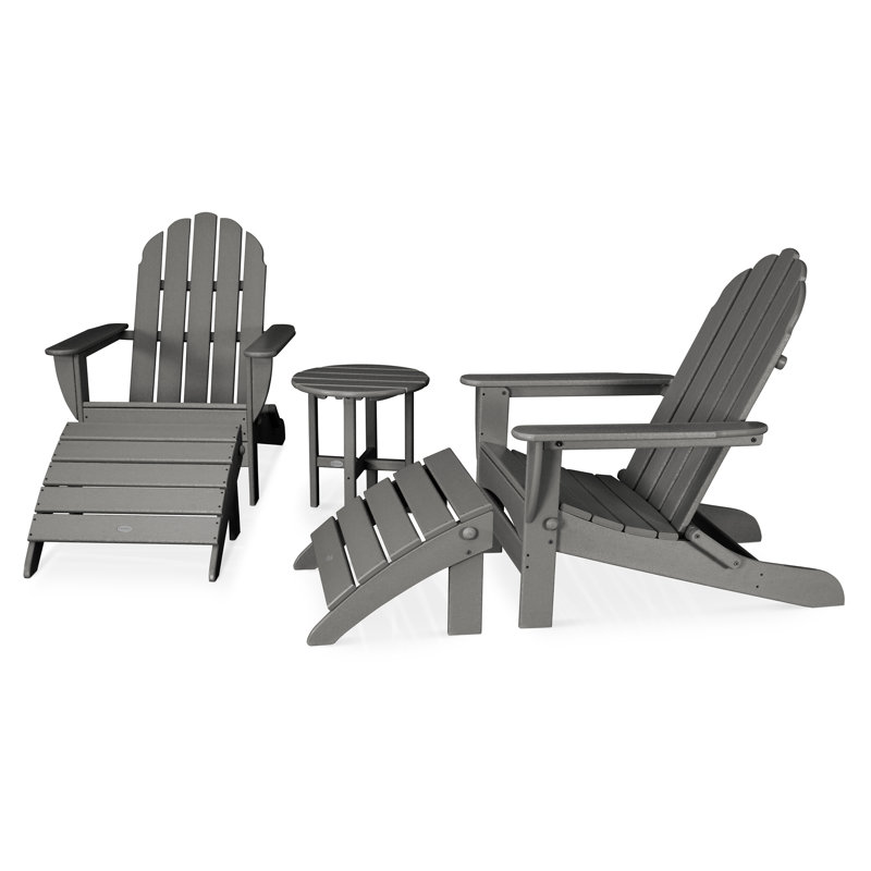 POLYWOOD Classic Oversized Adirondack 5-Piece Casual Set, Slate Gray