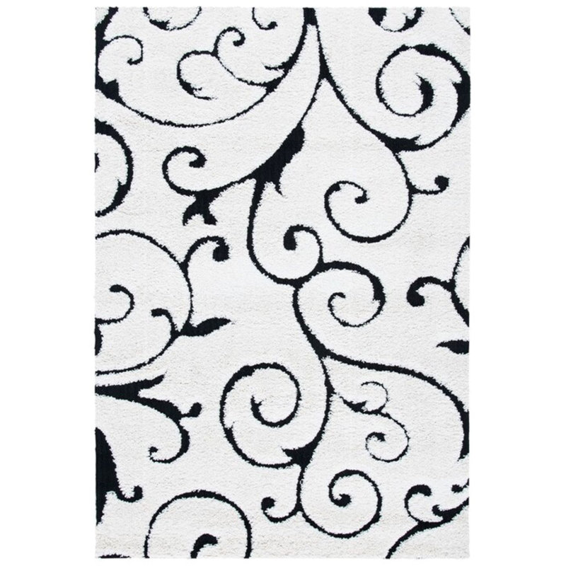 Benedetti Hooked Rug, Rectangle 183 x 274 cm, Ivory/Black
