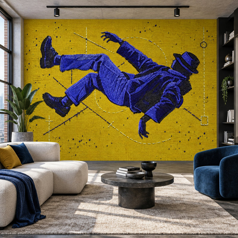 Papier peint mural flottant jaune, 160 po x 108 po, Non tissé