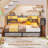 Corner Bed Frame With Storage Bookcase And Led Lights, Daybed With 2 Underneath Storage Drawers And Charging Station For Living Room,bedroom & Guest Room-415074045-415074047