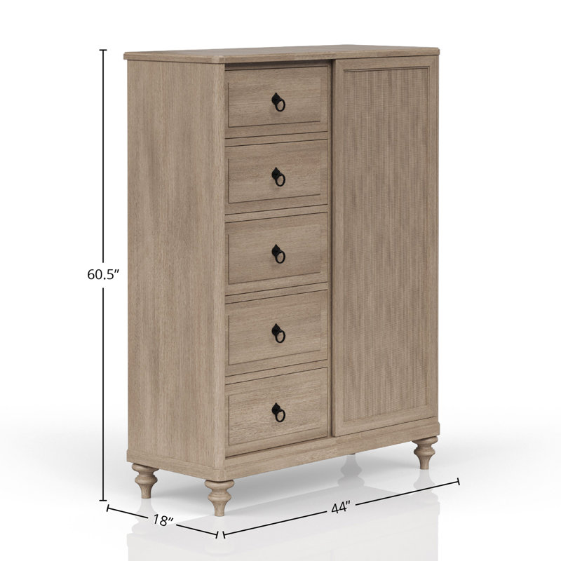 Commode 5 tiroirs finition sable