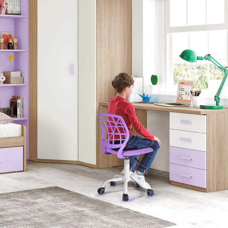Sisk Armless Office Chair Adjustable Swivel Task Chair, Purple