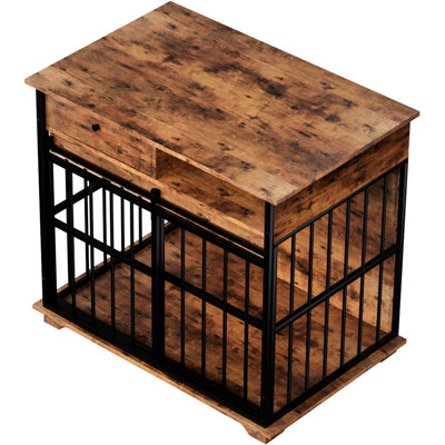 Meuble pour chien avec rangement spacieux, barres arrondies pour, plateau long de 34,58 po, facile à assembler, largeur de 23,17 po
