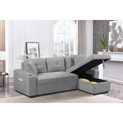 Canapé d'angle convertible avec rangement pour accoudoirs, canapé modulaire, méridienne droite