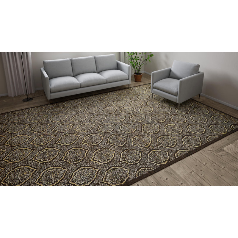 Brown Traditional Wool Rug - 9'10" x 13'9"