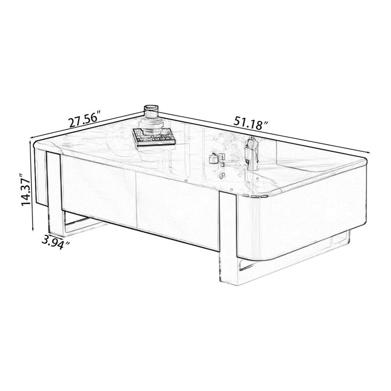 Table basse rectangulaire en bois manufacturé, Blanc, Noir