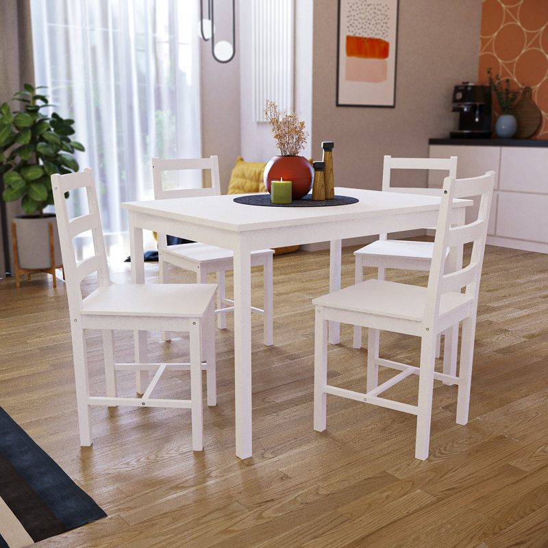 Orrstown 4 - Person Pine Solid Wood Dining Set, White