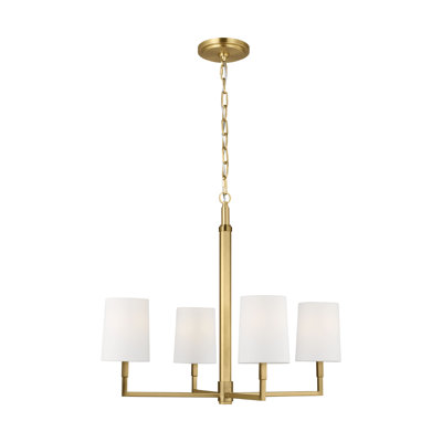 Thomas O'Brien Danica 4 Light Dining Room Chandelier With White Linen Shade