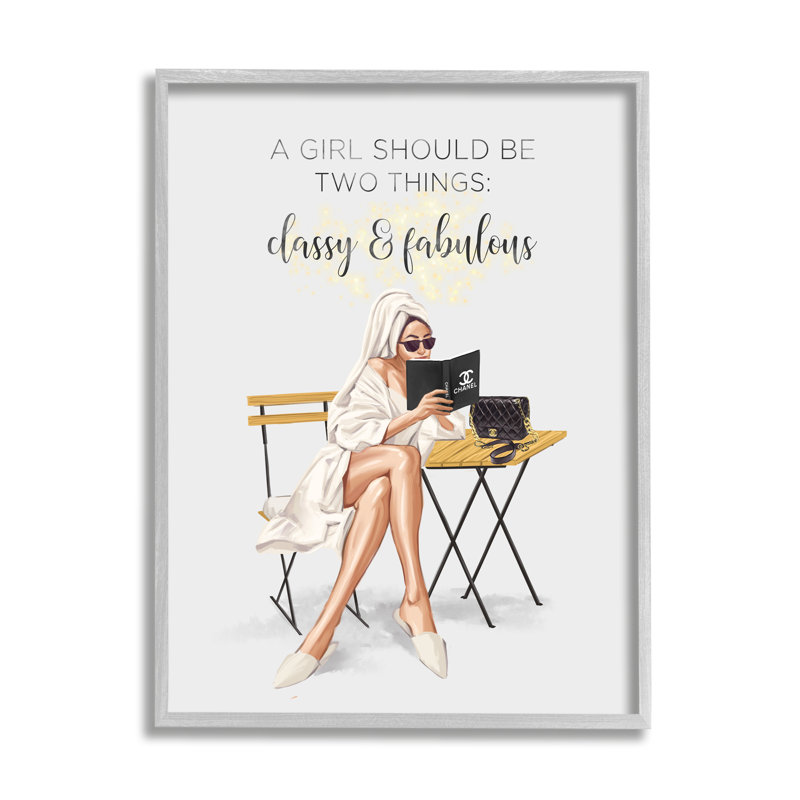 " Classy Fabulous Saying Designer Robe Purse Fashion " by Ziwei Li, 24"W x 24"L, Farmhouse Grey Framed Giclee