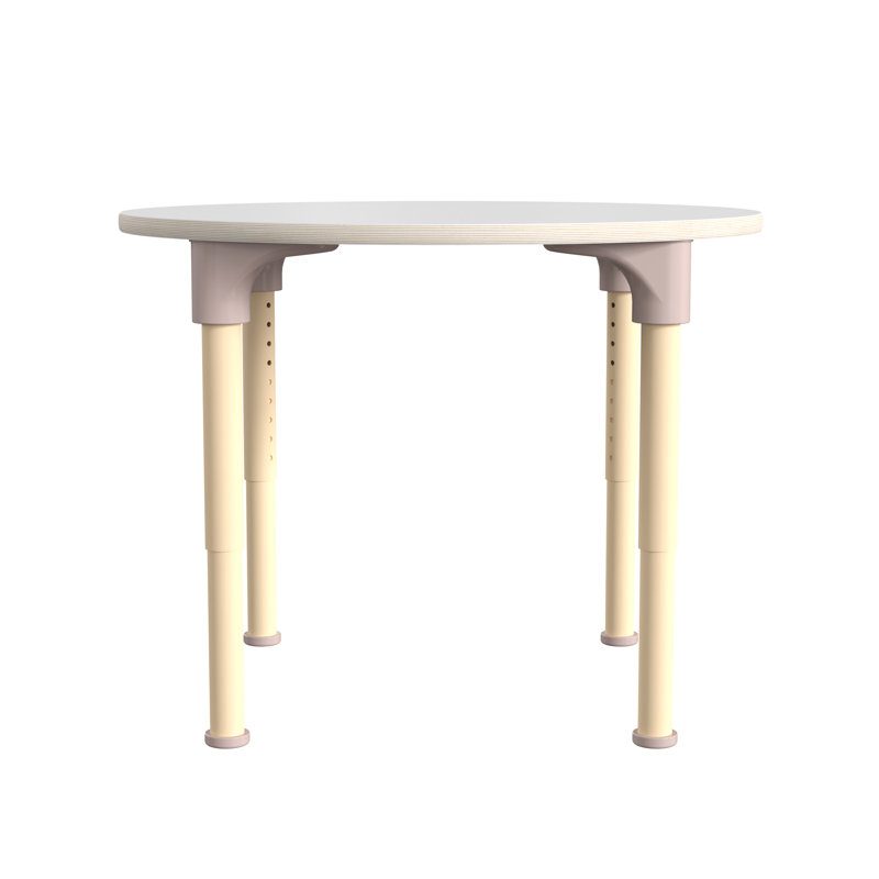 Table de classe ronde en bois à hauteur ajustable Bright Beginnings, Blanc