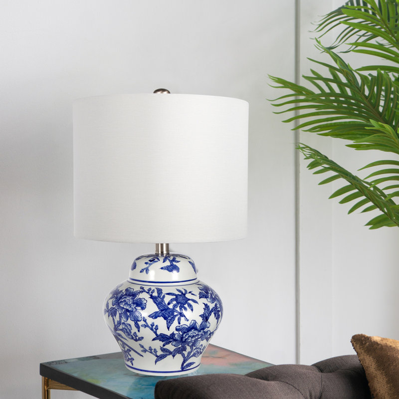 D12x19.3" Blue And White Ceramic Vase Lamp