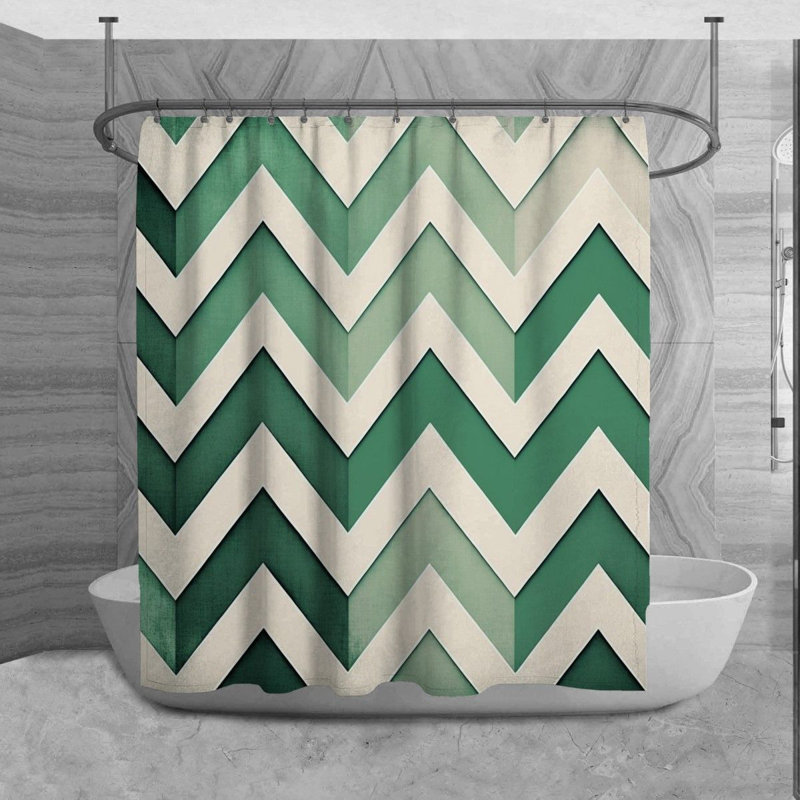 Rideau de douche Winhall, H 73 po x l 70 po, Vert/blanc