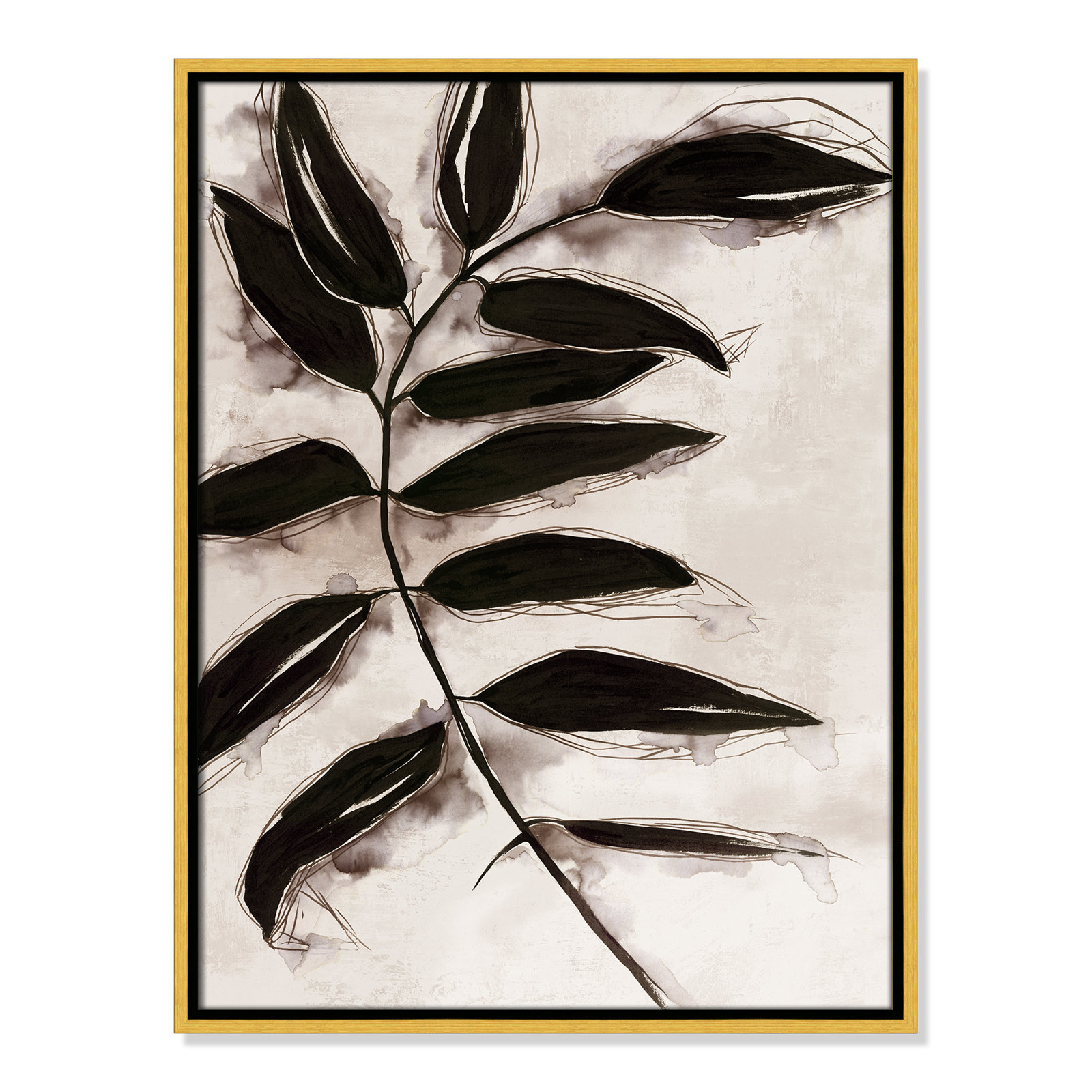 Leaves II by Eva Watts, 25.5" H x 19.5" W x 2" D, Gold Framed