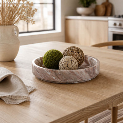 Bol décoratif rond en marbre pour la décoration intérieure - Bol d'appoint moderne et discret pour la table à manger ou comme centre de table - 30 cm, brun et blanc