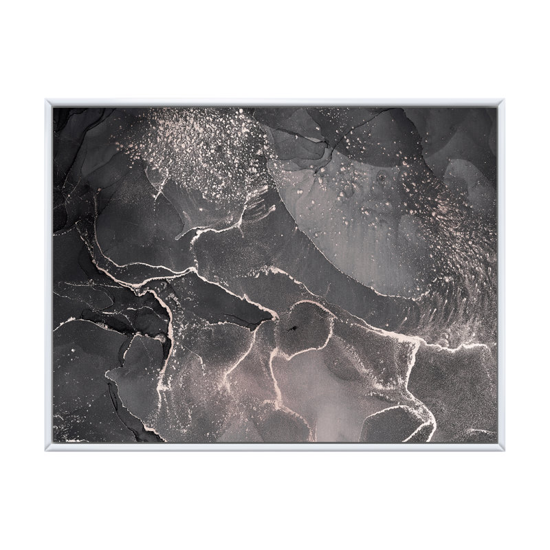 «Abstract Abstract Translucent Gray Ink Clouds», reproduction sur toile, Toile à cadre flottant blanc, H 12 po x l 20 po