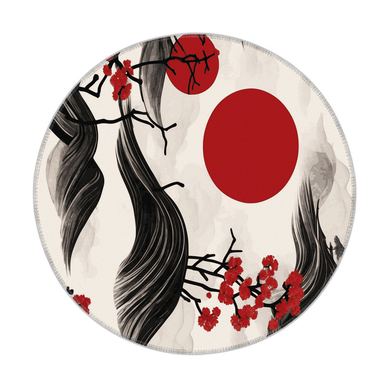 Serene Sakura Indoor And Outdoor Area Rug, Round 5'