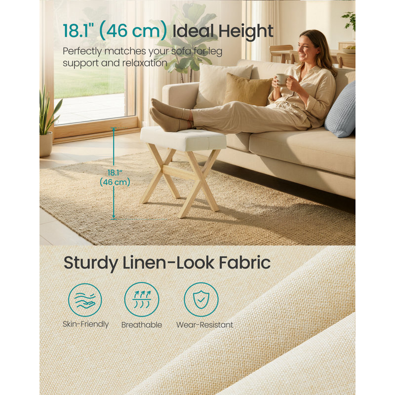 42cm Wide Cube Ottoman, Beige