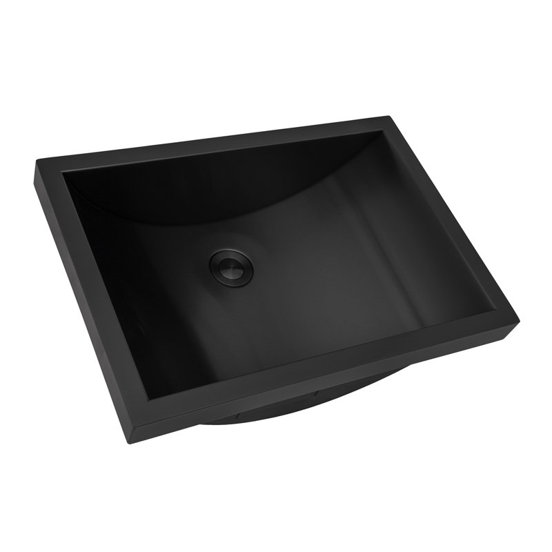 Lavabo de salle de bain rectangulaire en acier inoxydable noir semi-encastré encastrable 20 po x 14 po Ruvati, Noir
