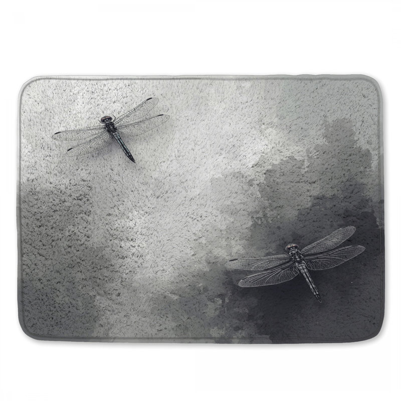 Tapis de bain libellule gris, 24in W x 17in L
