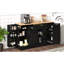 Table de salle à manger extensible avec buffet de rangement noir multifonctionnel, plateau spacieux pour un espace de comptoir supplémentaire, ouverture de 180 portes, charnières et buffet noirs amortis, support de charge adéquat,