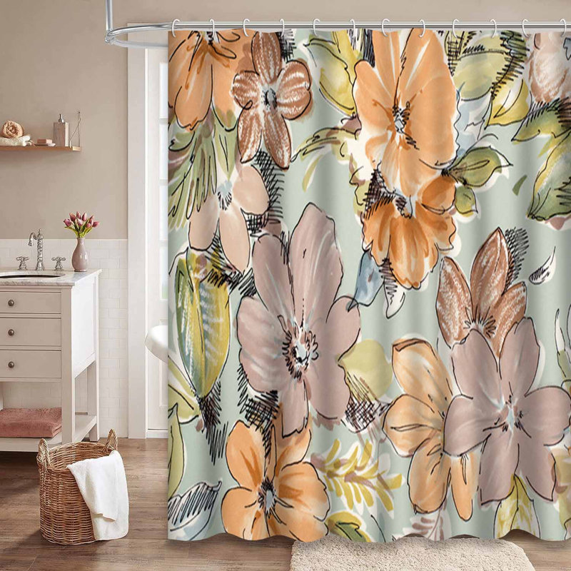 Rideau de douche bleu imperméable, rideaux de douche pour la salle de bain avec 12 crochets, L 72 po x l 84 po