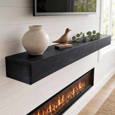Étagère murale décorative flottante en bois massif pour foyer, avec support invisible, profondeur 23 cm (9 po).