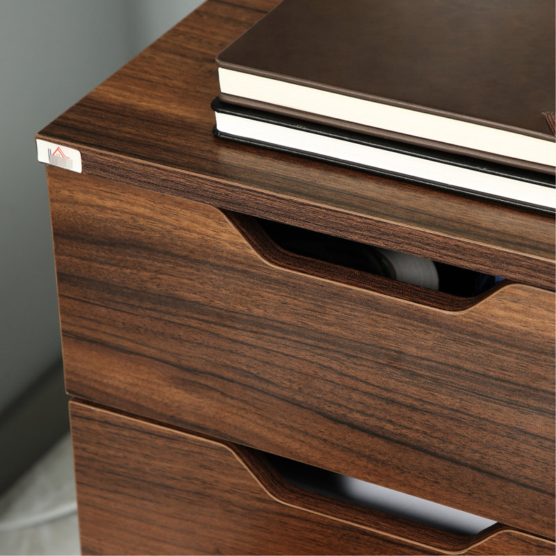 Under Desk Storage, 3 Drawer Cabinet, Brown Wood Grain, Practical Cabinet Rolling Office , Grain Exterior, Maximize Storage