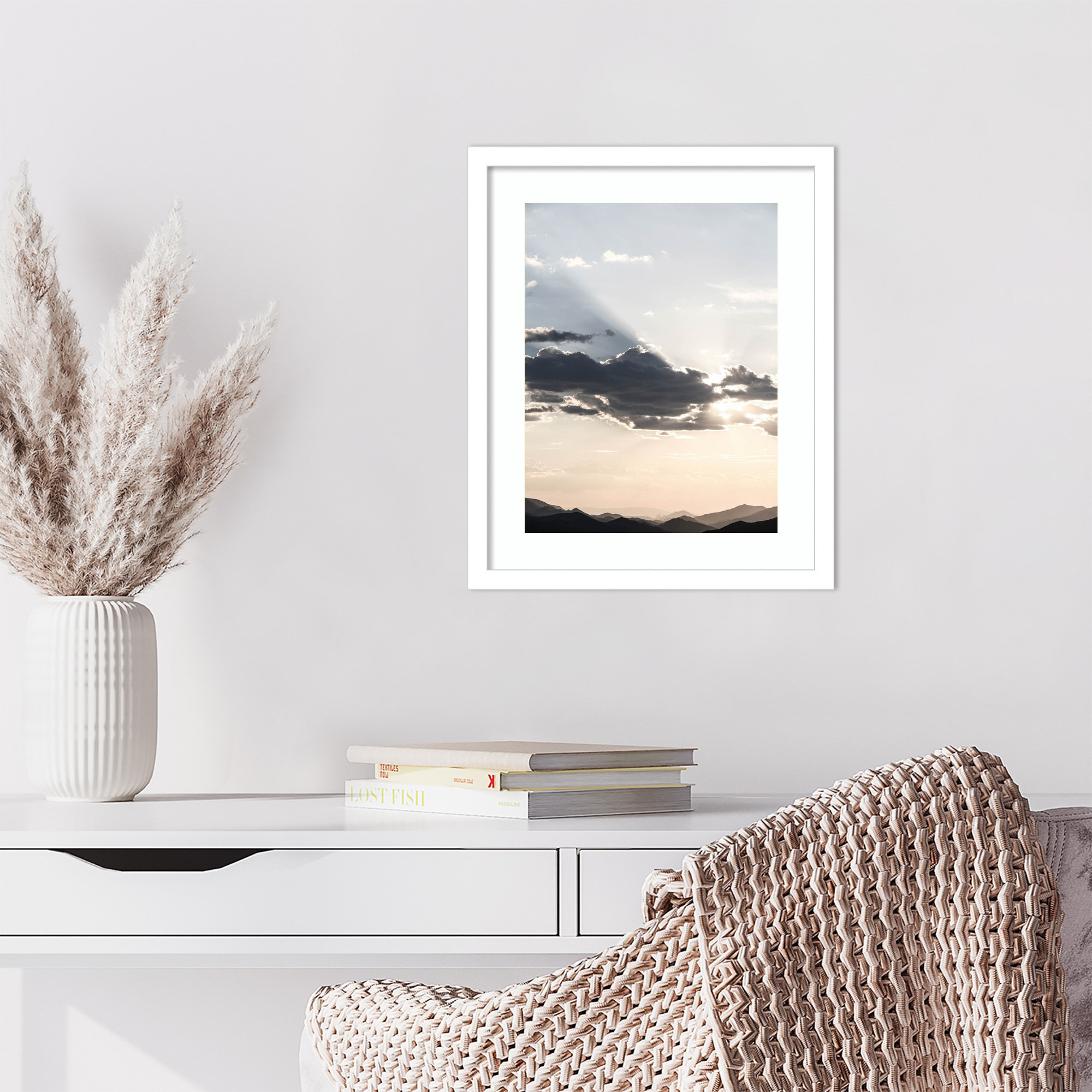 Sonstraal Sunset by Shot by Clint Wood Framed Wall Art Print, 17" H x 14" W, White 