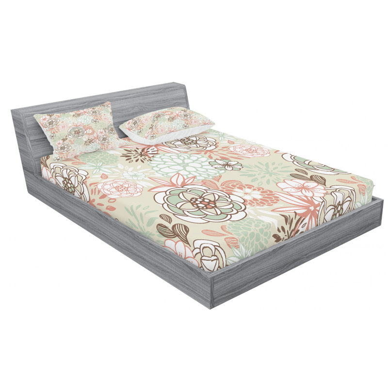 Microfiber Floral Sheet Set, Full Sheet Set + Fitted Sheet + 2 Pillowcases