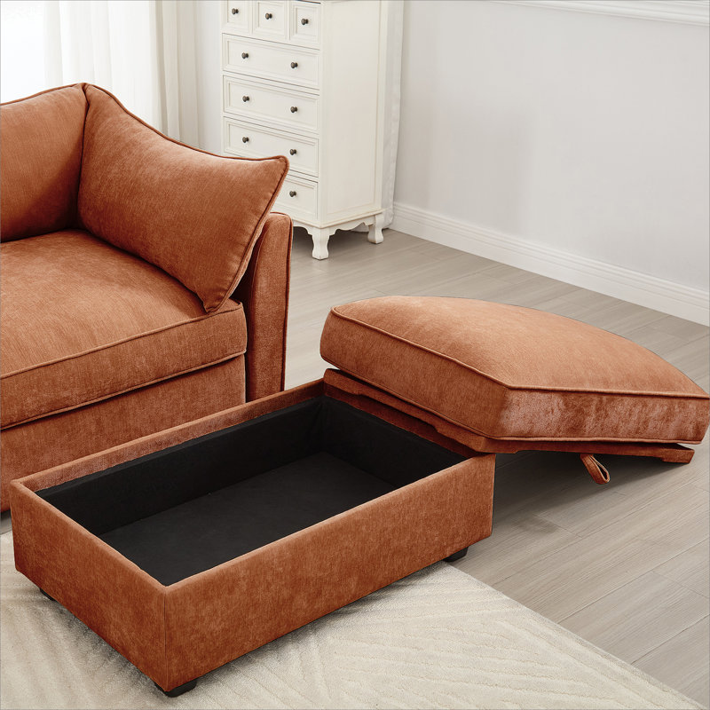 Repose-pieds - chenille, Orange