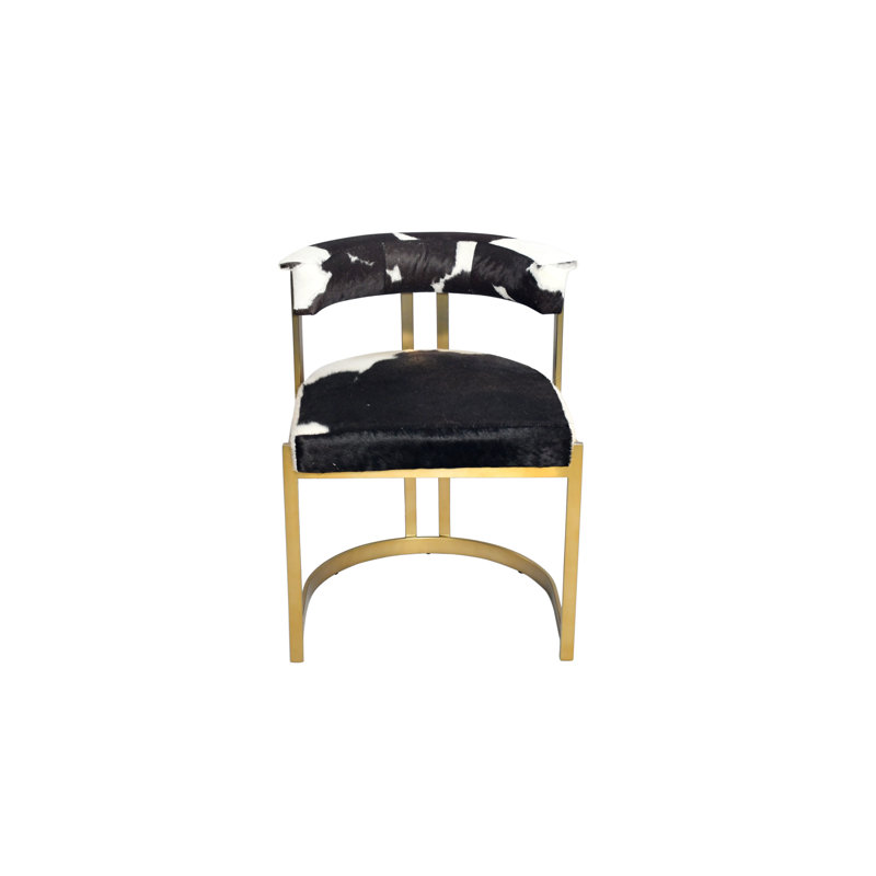 Emerine Stainless Steel Cowhide Chair, Gold