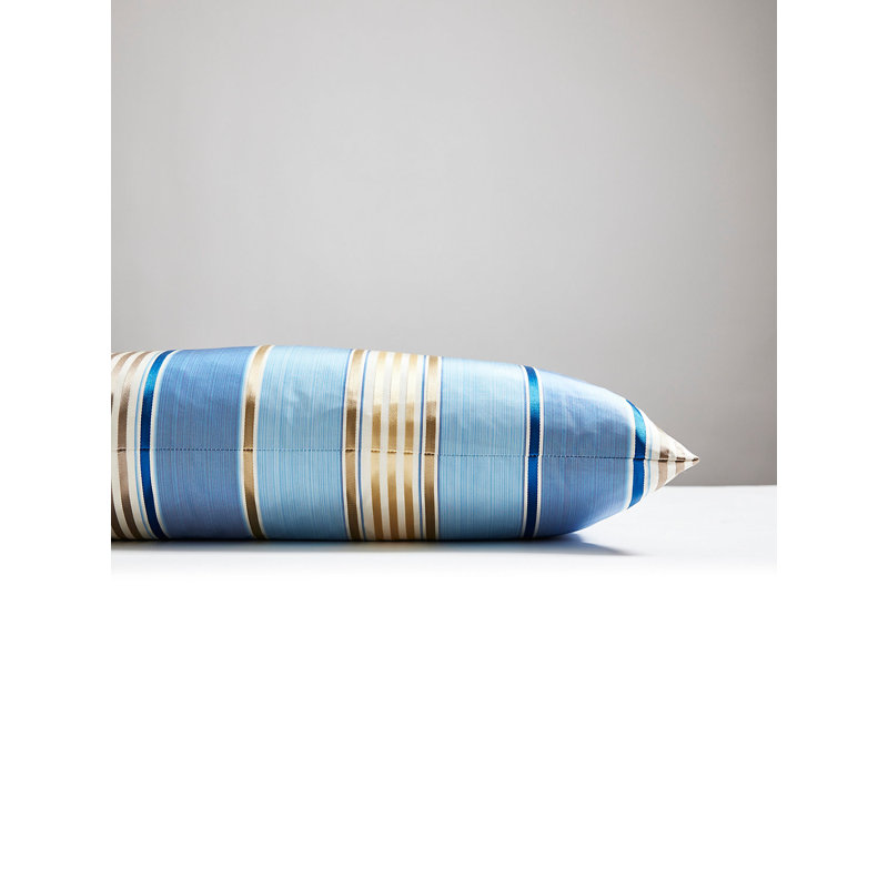Charlotte Striped Silk Reversible Throw Pillow, Marine