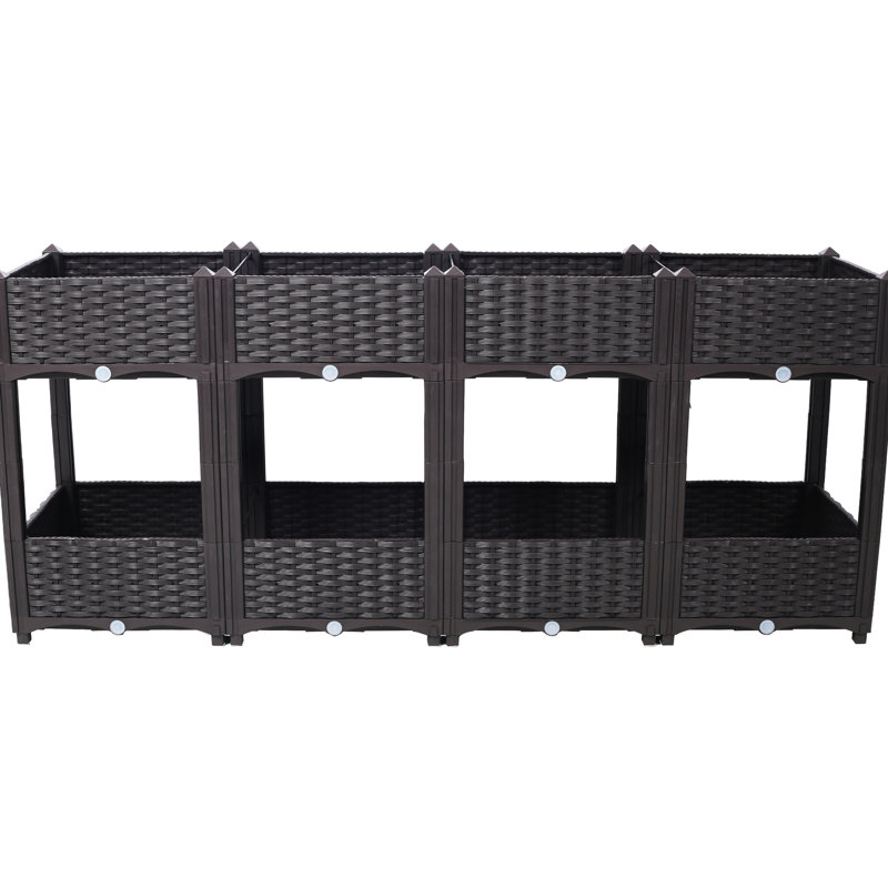 63"X15.7"X27.7" Polypropylene Raised Bed: Outdoor Garden Box With Drainage Plug For Herbs, Flowers, And Vegetables, Brown Elevated Planter Herb Gardens: 63"X15.7" Bed Veggies &