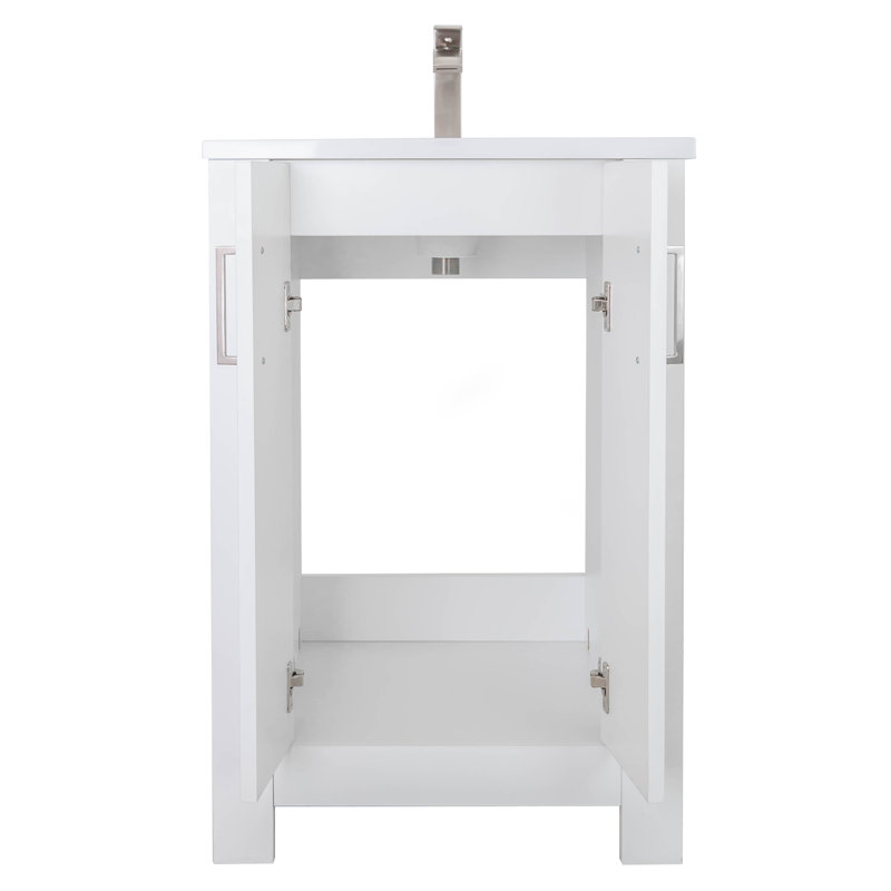 Ensemble de meuble-lavabo sur pied à simple cuve 24 "Broadway - Noir mat, Blanc
