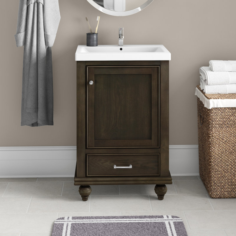 Angelissa 20" Wide Vanity Set, Smoked Brown/Brushed nickel