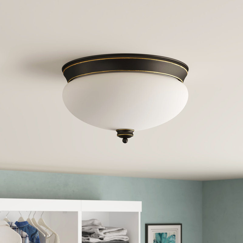 Reichert Glass Flush Mount, Olde Bronze, Seeded