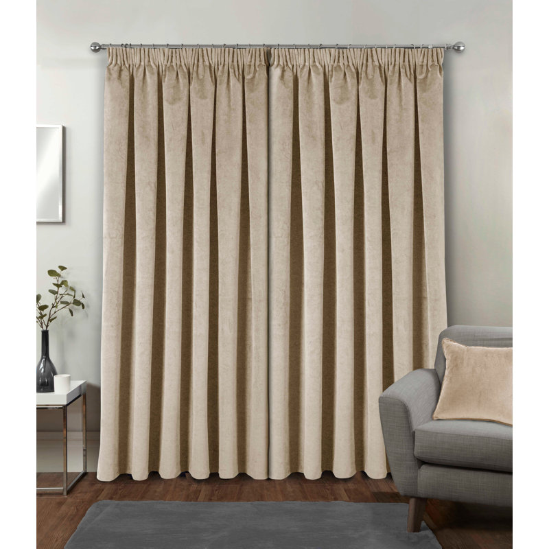Alene Blackout Curtain Panel Pair, Cream, 168cm Width x 213cm Drop, 1