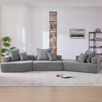 Oversized Modular Sectional Sofa,Luxury Boucle Floor Couch Set,Convertible Compressed Couch,Spacious Foam-Filled Sofa  , Free Combination,