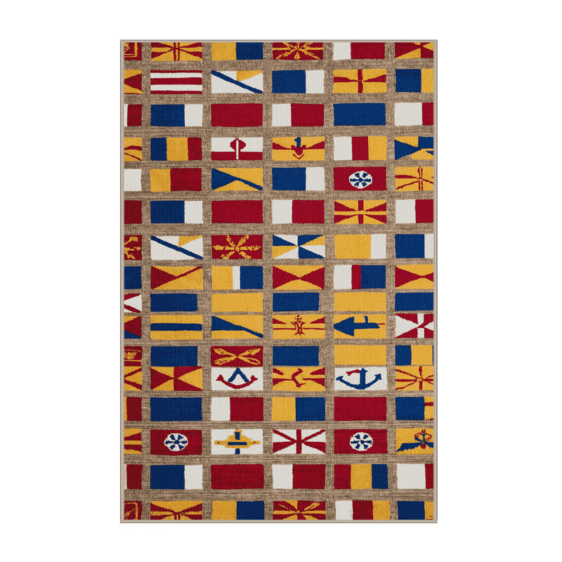 Washable Ships flags Nautical Area Rug, Rectangle 6' x 9'