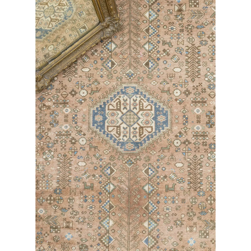 Tapis brun en laine rétro unique de style années 1980 de 6 pi 7 po x 9 pi 10 po