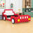 Upholstered Twin Race Car-Inspired Platform Bed With Guardrails And Sturdy Slats-1550181454