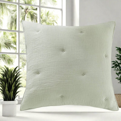 Premium Cotton Bedding Sets, 1-piece Euro Sham With Embroidered Design, Sage, 26'' X 26''