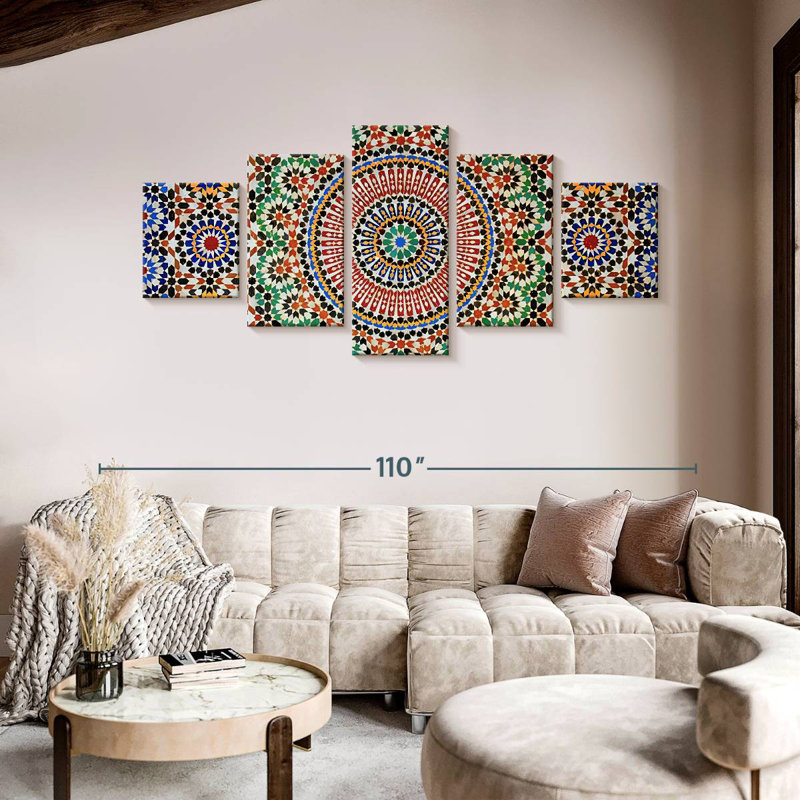 Kerner Traditional Moroccan Mosaic, 42" H x 92" W